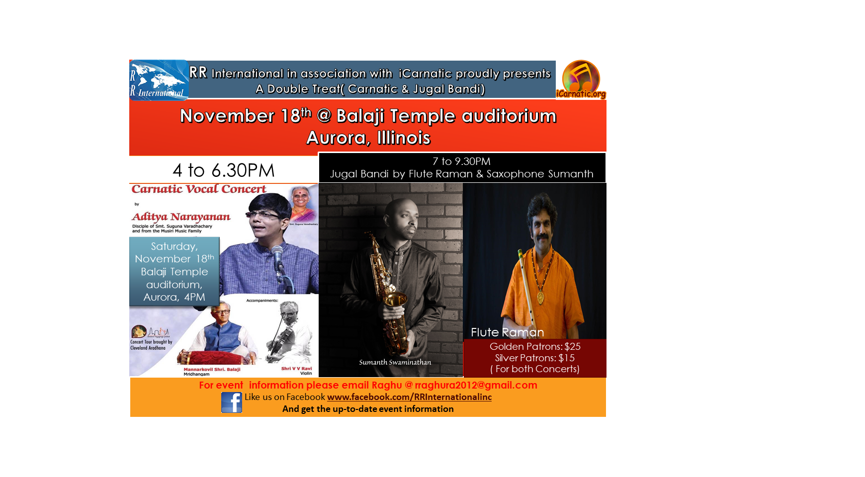 Double treat- Carnatic and Jugal Bandi concerts Buy Tickets Online |  , Sat , 2017-11-18 | ThisisShow